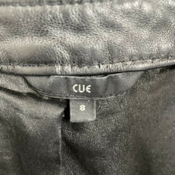 Cue Women's Leather Biker Black Jacket Size 8 A2 - Picture 10 of 12